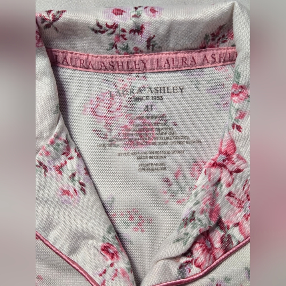 Laura Ashley Pink Floral Kids Pajama Set - Picture 3 of 5
